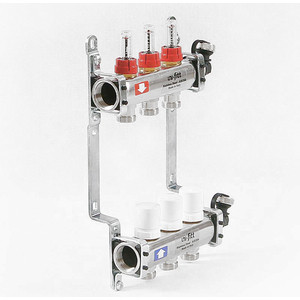 Коллекторная группа Uni-Fitt 1''х3/4'' 3 выходов с расходомерами и термостатическими вентилями (450I4303)