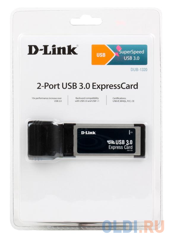 Адаптер D-Link DUB-1320 2-портовый USB 3.0 адаптер для шины ExpressCard в Москвe