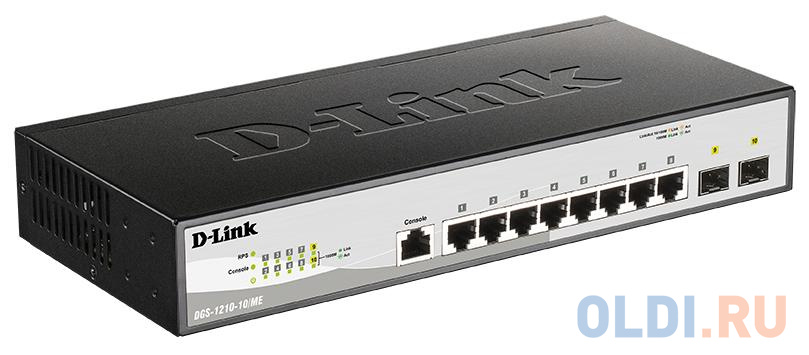 D-Link DGS-1210-10/ME/B2A Коммутатор 2 уровня с 8 портами 10/100/1000Base-T и 2 портами 1000Base-X SFP