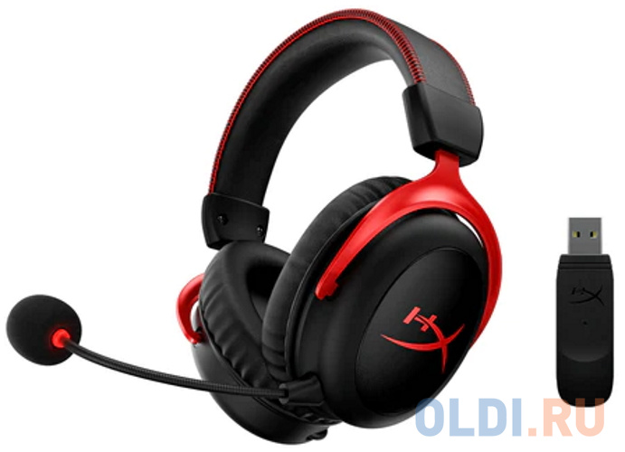 Игровая беспроводная гарнитура HyperX Cloud II Wireless (7.1, USB, блок управления, 53 мм, сменные амбушюры, 4P5K4AA/HHSC2X-BA-RD/G)