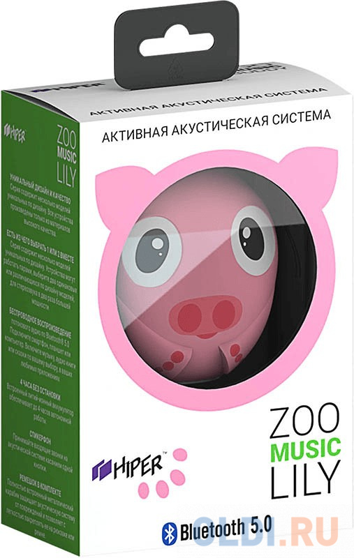 Активная акустическая система HIPER ZOO Music Lily, H-OZ4, 3 ВТ,160 Гц - 20 кГц,80 dB,400 мАч,BT 5,0,Micro-USB в Москвe