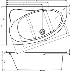 Акриловая ванна Riho Lyra 140x90 R правая, без гидромассажа (B019001005)