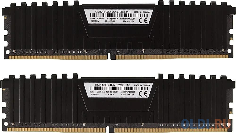 DIMM 16Gb 2х8Gb DDR4 PC25600 3200MHz Corsair Vengeance LPX White Heat spreader, XMP (CMK16GX4M2E3200C16W)