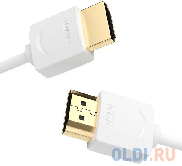 GCR Ультратонкий кабель HDMI2.0 для AppleTV, SLIM, 2.0m, белый, OD3.8mm, HDR 4:2:0, Ultra HD, 4K60Hz, 18.0 Гбит/с, 32/32 AWG