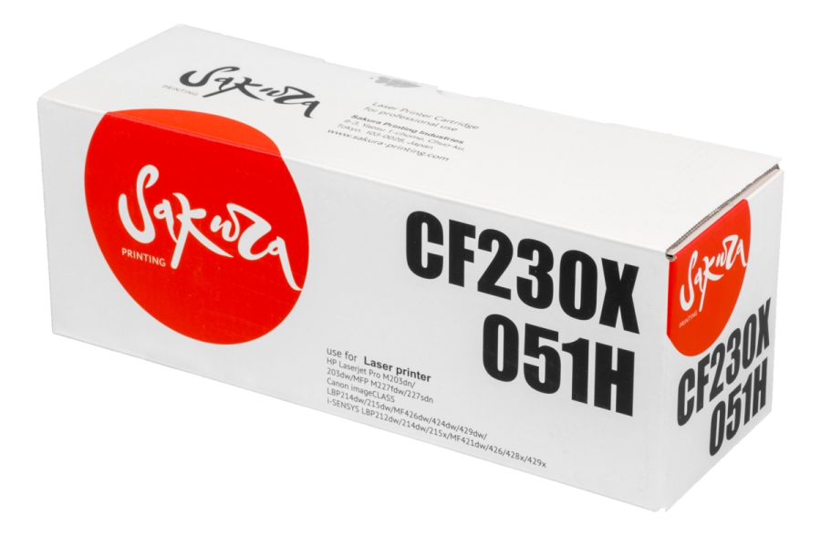 Картридж SAKURA CF230X/051H для HP LJ Pro m203dn/ m203dw/ m227dw/ m227fdw/ m227sdn, Canon iSENSYS LBP162dw, MF264dw/ MF267dw/ MF269dw, черный, 4000 к. в Москвe