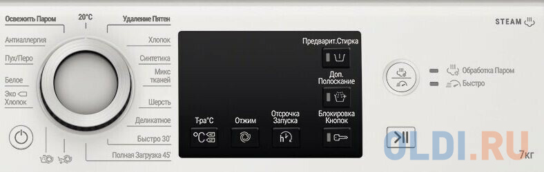 Стиральная машина HOTPOINT NSB 7225 W V RU, с фронтальной загрузкой, с паром, 7кг, 1200об/мин в Москвe