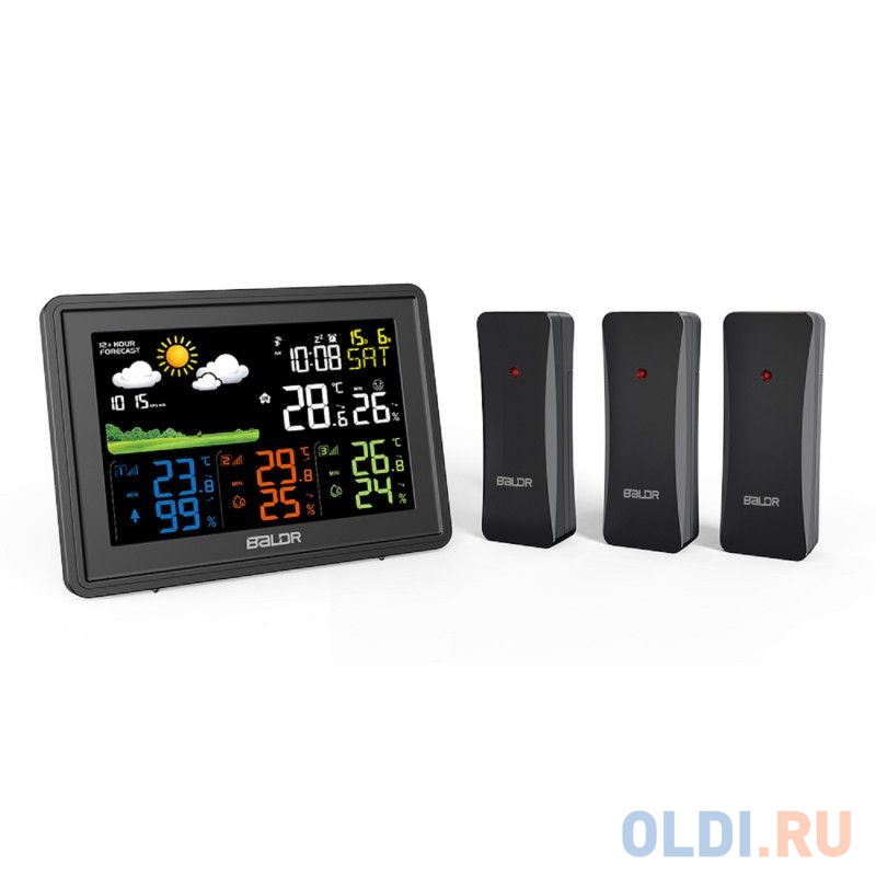 BALDR B0359WST4H4PR-BLACK Беспроводная Метеостанция с тремя внешними датчиками, черный в Москвe