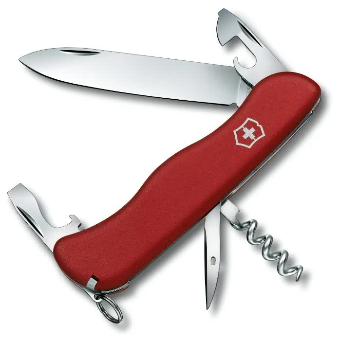 Нож Victorinox Picknicker, 111 мм, 11 функций, с фиксатором лезвия, красный