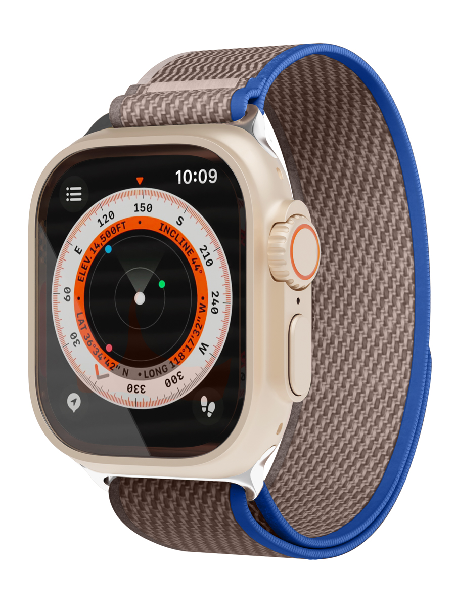 Ремешок нейлоновый Trail Band VLP для Apple Watch 42/44/45/49mm, синий-серый в Москвe