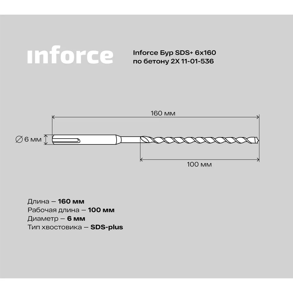 Бур sds-plus по бетону Inforce