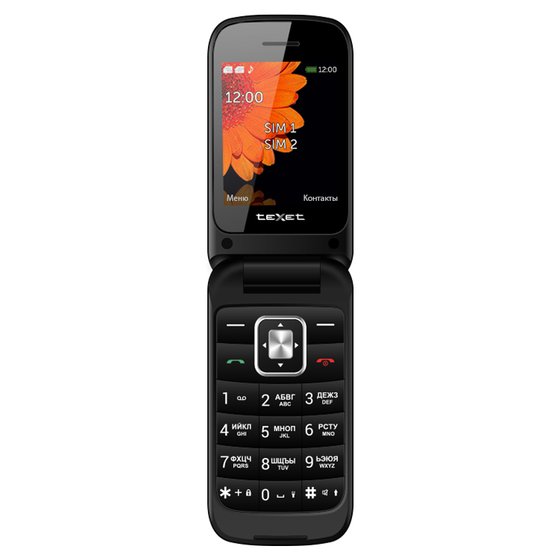 Мобильный телефон teXet TM- 422, 2.4" 320x240 TFT, BT, 1xCam, 2-Sim, 800 мА·ч, micro-USB, антрацит