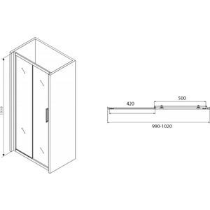 Душевая дверь Abber Schwarzer Diamant 100х195 прозрачная, черная (AG30100BH)