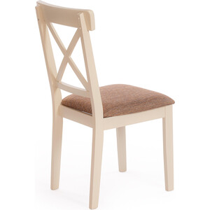 Стул TetChair Гольфи Джуниор Golfi Junior дерево гевея 45x51x94 ivory white ткань коричнево-золотая (1505-9)