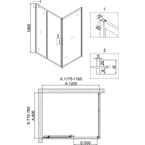 Душевой уголок Niagara Nova 120х80 с поддоном, прозрачный, хром (NG-6612-08, NG-120-80Q)