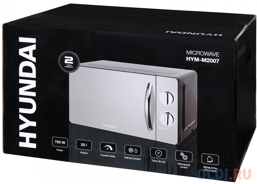 Микроволновая печь Hyundai HYM-M2007 700 Вт черный/хром
