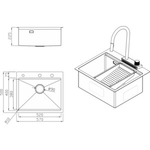 Кухонная мойка Milacio Denia 57 Steel сталь воронёная (MC.77409) в Москвe