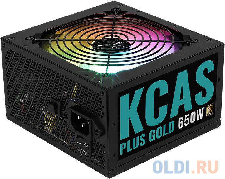 Блок питания Aerocool ATX 650W KCAS PLUS GOLD 650W ARGB 80+ gold 24+2x(4+4) pin APFC 120mm fan 6xSATA RTL