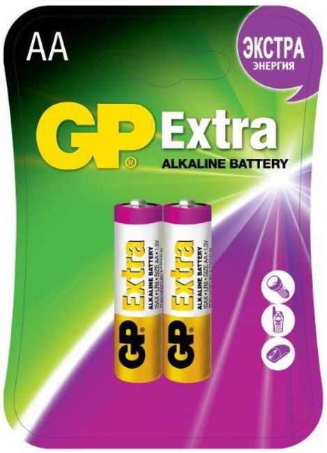 Батарея GP Extra Alkaline, AA (LR6), 1.5V, 2 шт. (4891199145964)