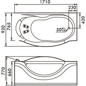 Акриловая ванна Gemy 170x90 с гидромассажем (G9072 B R)