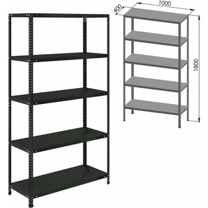 Стеллаж металлический Brabix Графит Ms Kd-180/40-5 лофт, 1800х1000х400 мм, 5 полок (291269)