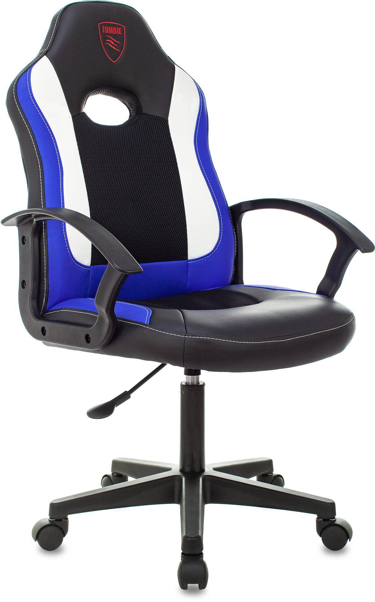 Кресло игровое Zombie 11LT, обивка: эко.кожа/ткань, цвет: черный/синий