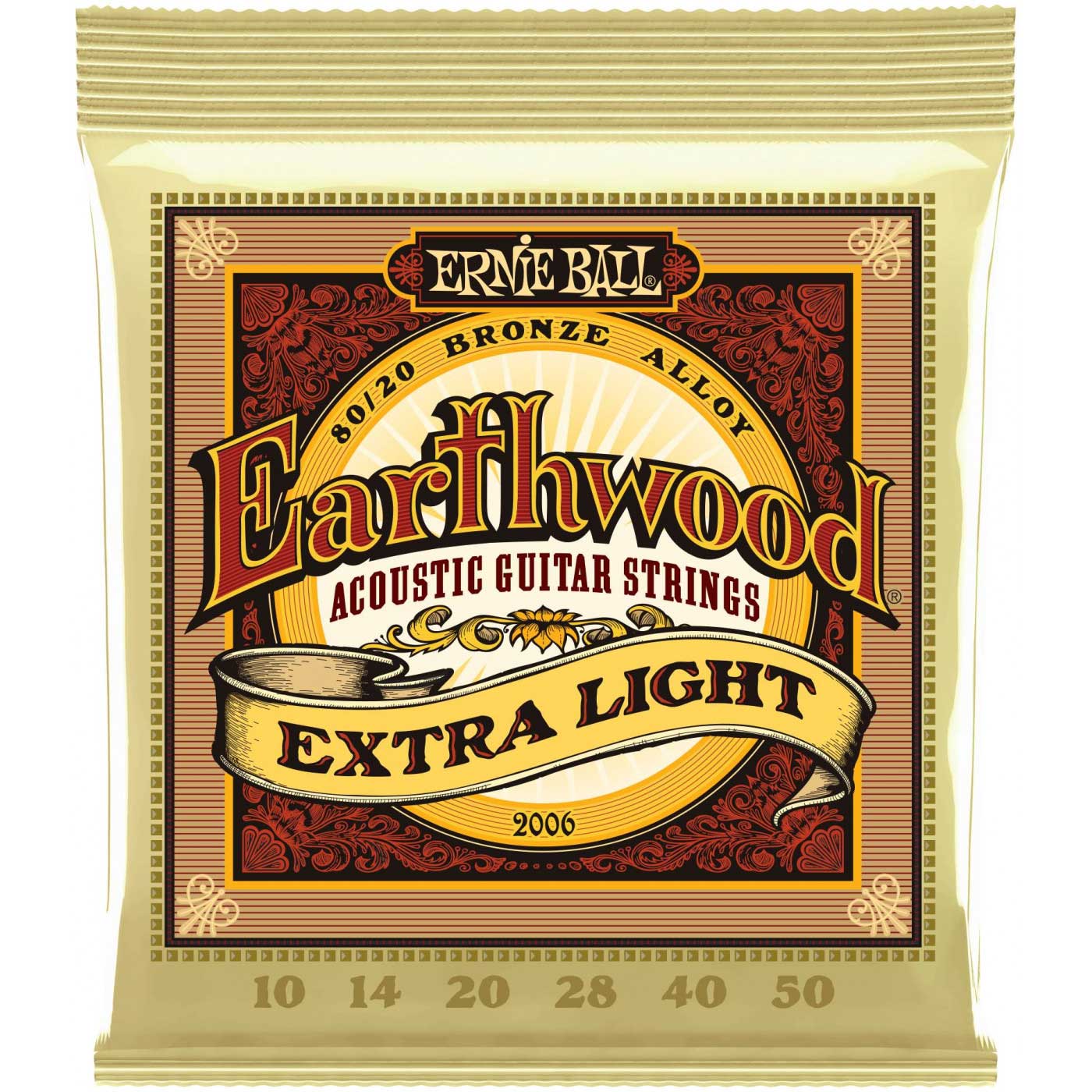 Струны для акустической гитары ERNIE BALL 2006 Earthwood 80/20 Bronze Extra Light 10-50