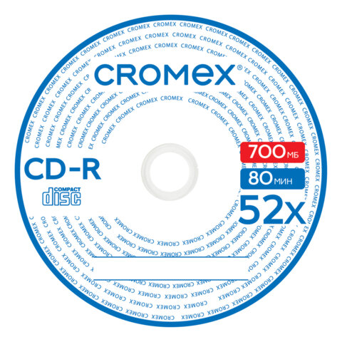 Диск CROMEX CD-R, 700Mb, 52x, конверт, 50 шт, Printable (4606224412344)