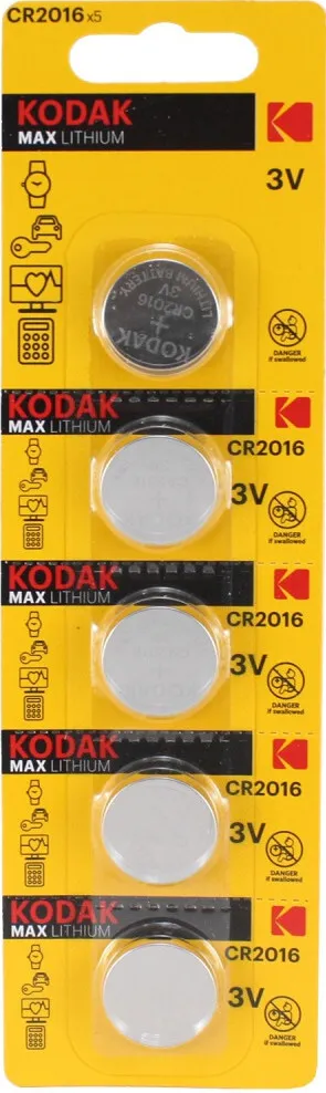 Батарея Kodak CR2016-1BL, CR2016, 3 В, 5 шт. (CAT30411555)