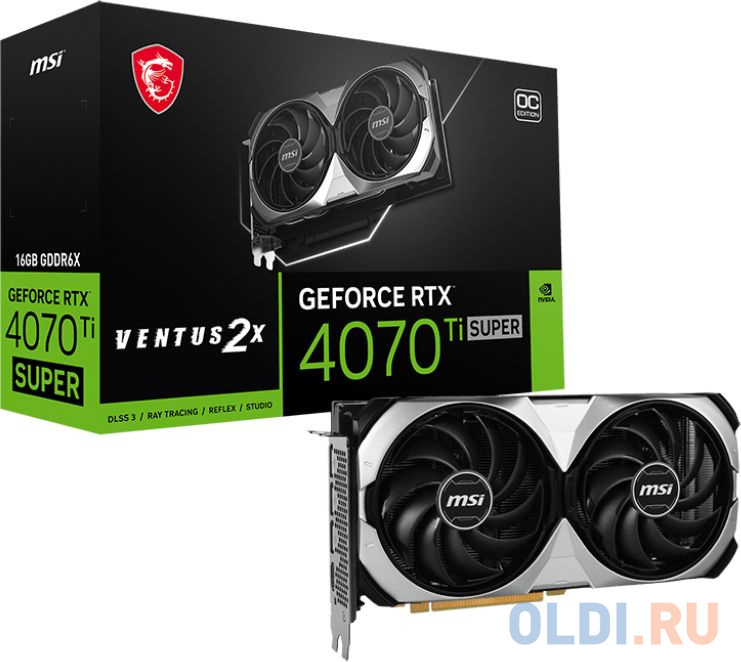 Видеокарта MSI PCI-E 4.0 RTX 4070 Ti SUPER 16G VENTUS 2X OC NVIDIA GeForce RTX 4070TI Super 16Gb 256bit GDDR6X 2640/21000 HDMIx1 DPx3 HDCP Ret в Москвe