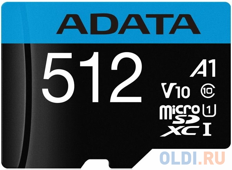 Флеш карта microSD A-DATA 512GB microSDHC Class 10 UHS-I A1 100/25 MB/s (SD адаптер)