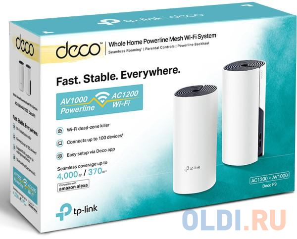 Wi-Fi система TP-LINK DECO P9(2-PACK) 802.11abgnac 1167Mbps 2.4 ГГц 5 ГГц 2xLAN белый