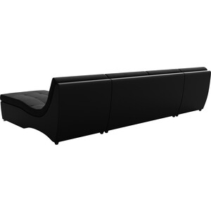 АртМебель П-образный модульный диван Монреаль микровельвет черный экокожа черный