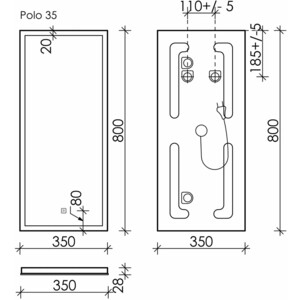 Зеркало Sancos Polo 35х80 подсветка, сенсор (PL35) в Москвe
