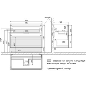 Тумба с раковиной Lemark Buno 100х45 белый глянец (LM04B100T, 641259)