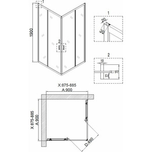 Душевой уголок Niagara Nova 90x90 с поддоном, прозрачный, черный (NG-6808-08 BLACK, 90901Q)