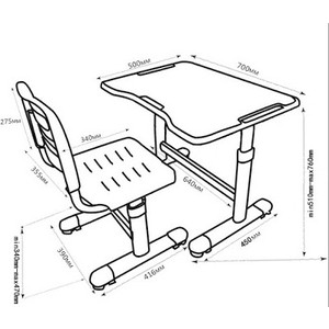 Комплект парта + стул трансформеры FunDesk Sole II grey