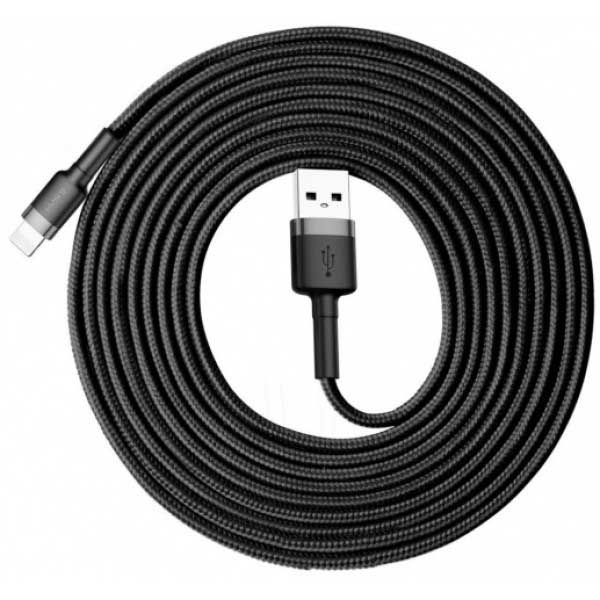 Кабель Baseus Cafule Cable USB - Lightning 2A 3m Grey-Black CALKLF-RG1