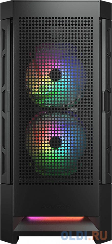 Cougar Airface RGB Black, 2х140мм + 1x120mm ARGB Fan, ARGB Fan Hub, без БП, черный, ATX