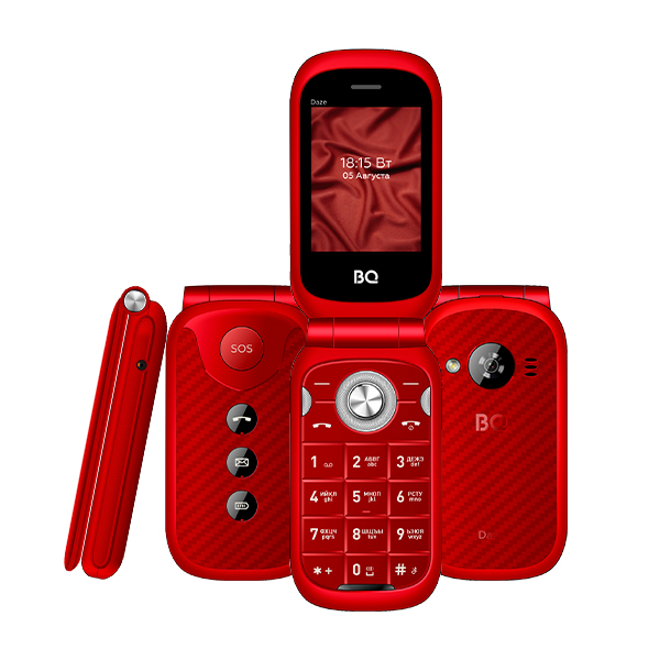 Мобильный телефон BQ 2451 Daze, 2.4", BT, 2-Sim, 1200 мА·ч, красный