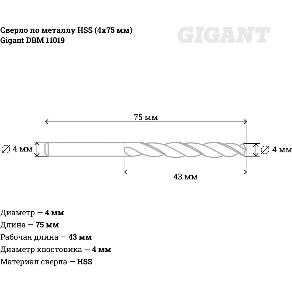 Сверло по металлу Gigant в Москвe