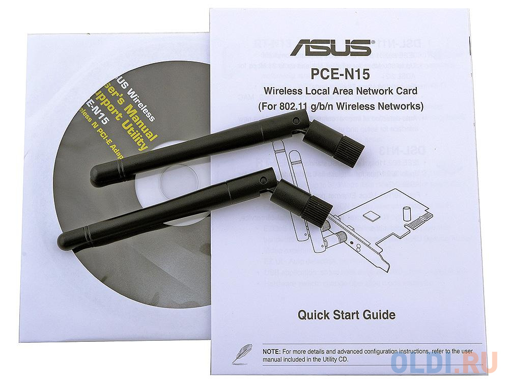 Беспроводная сетевая карта ASUS PCE-N15 Беспроводной адаптер Wi-Fi с интерфейсом PCI Express 300Mbps
