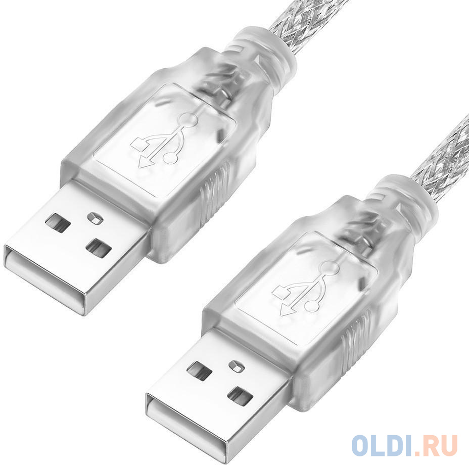 Greenconnect Кабель 1.8m USB 2.0, AM/AM, прозрачный, 28/28 AWG, экран, армированный, морозостойкий, GCR-UM3M-BB2S-1.8m