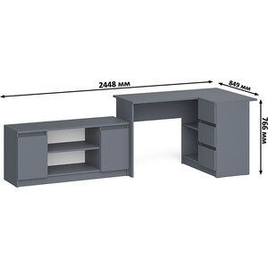 Комплект СВК Мори Стол компьютерный МС-16 правый + Тумба МТВ1200.1, цвет графит