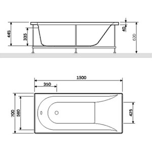 Акриловая ванна Am.Pm Spirit 150x70 с каркасом и шторкой (W72A-150-070W-A2, W72A-150-070W-R2, W80S-100PS-150MT) в Москвe