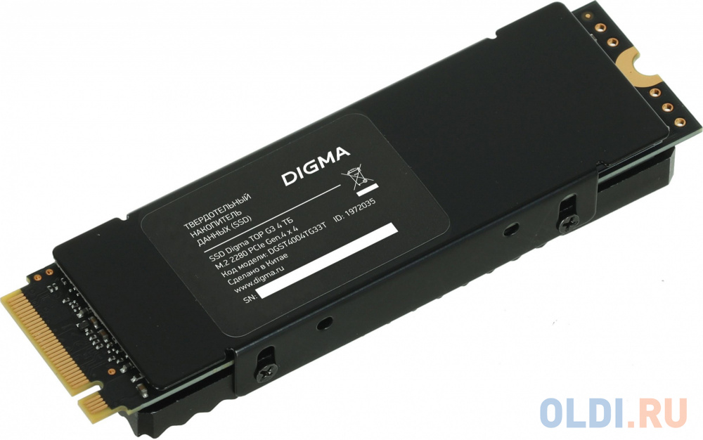 Накопитель SSD Digma PCIe 4.0 x4 4TB DGST4004TG33T Top G3 M.2 2280