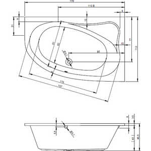 Акриловая ванна Riho Lyra 170x110 L левая, без гидромассажа (B018001005) в Москвe