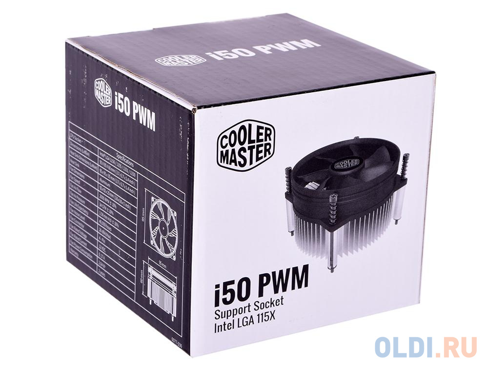 Кулер Cooler Master CPU Cooler I50 PWM, Intel 115*, 84W, Al, 4pin / RH-I50-20PK-R1 /