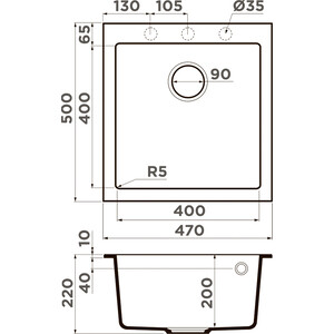 Кухонная мойка Omoikiri Bosen 47 BL черная (4993586)