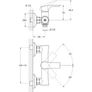 Смеситель для душа G.lauf Solone FAB с душевым гарнитуром, хром (FAB5-A020)