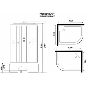 Душевая кабина Niagara Promo P120/90/40L/MT 120х90х215 левая